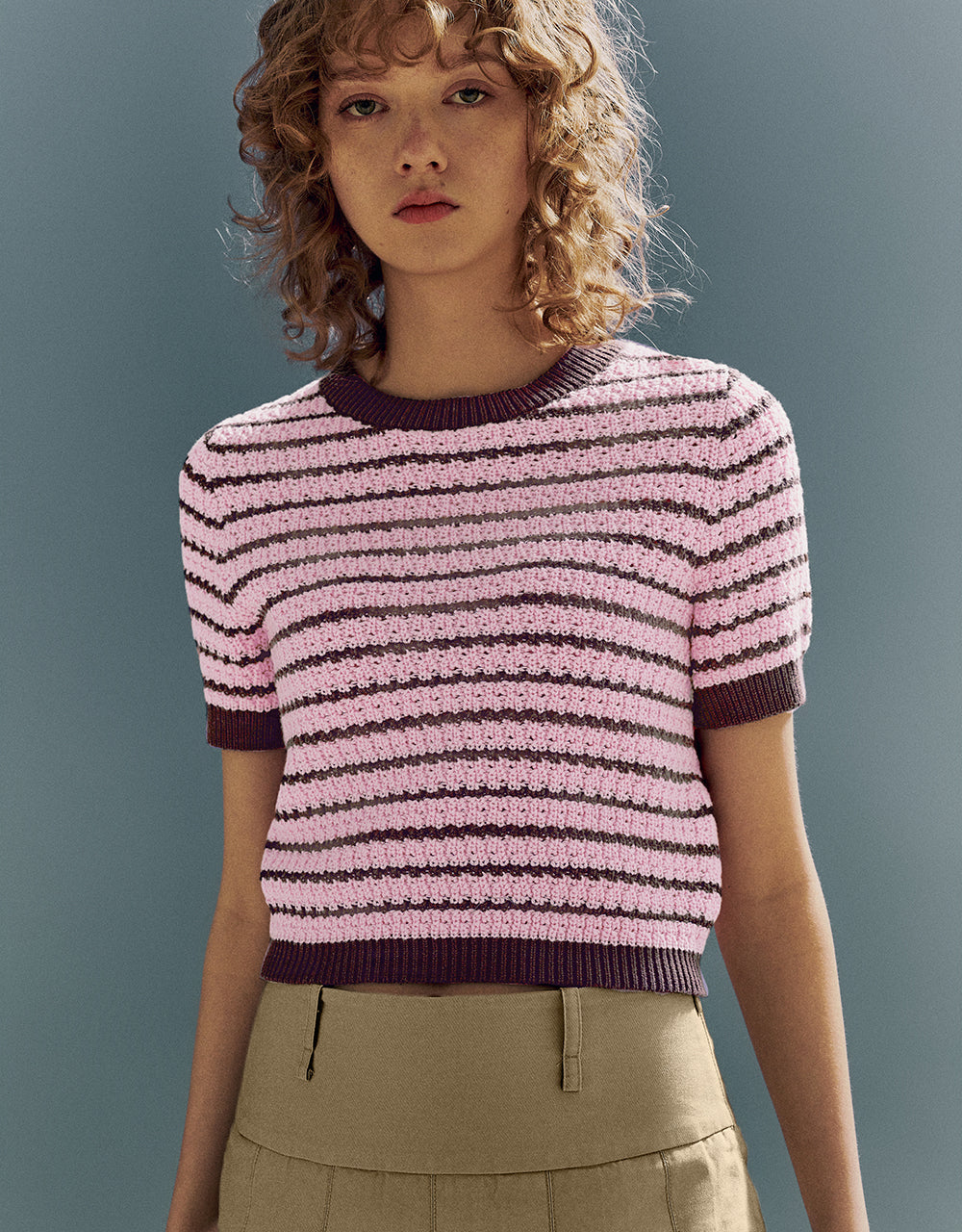 Crew Neck Knitted T-Shirt