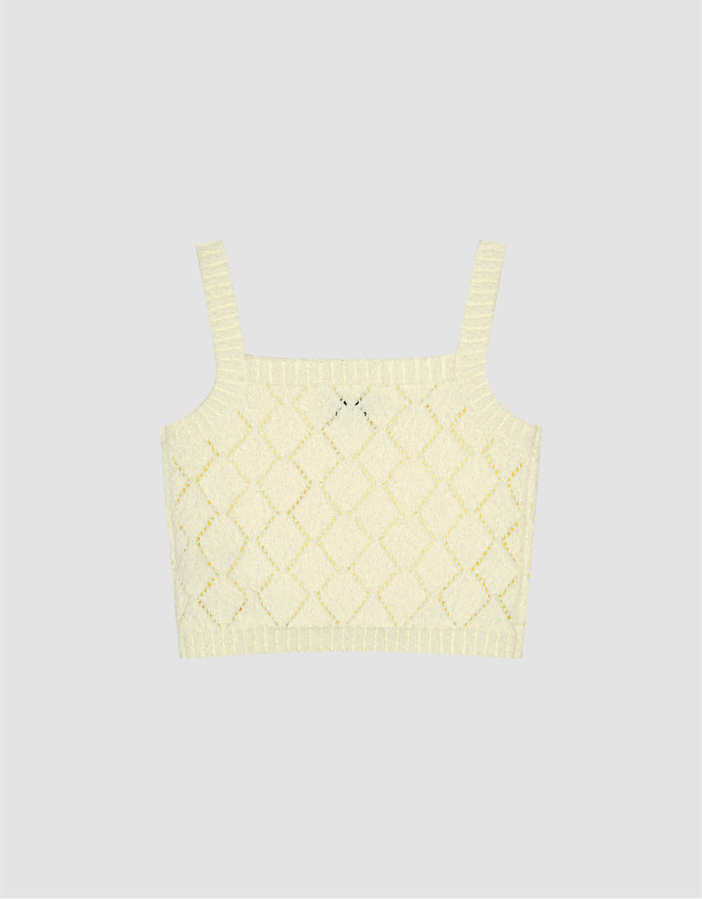 Sleeveless Square-Cut Collar Knitted T-Shirt