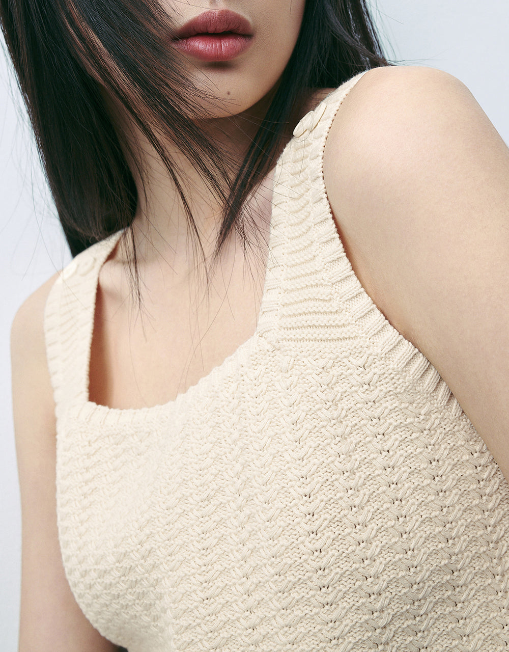 Square-cut Collar Knitted Tank Top