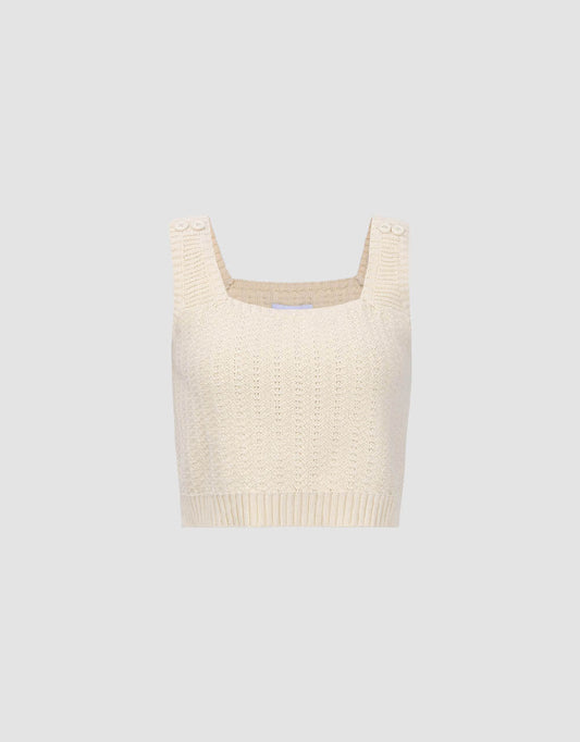 Square-cut Collar Knitted Tank Top