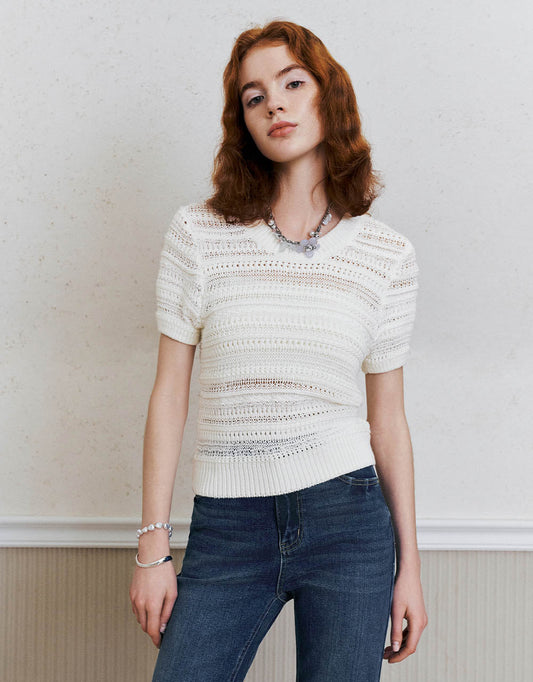 Crew Neck Knitted T-Shirt