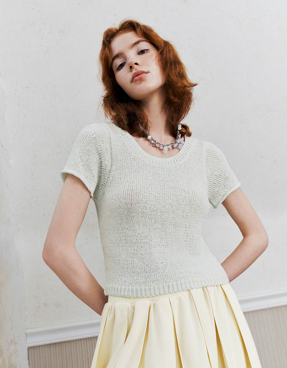 U Neck Knitted T-Shirt