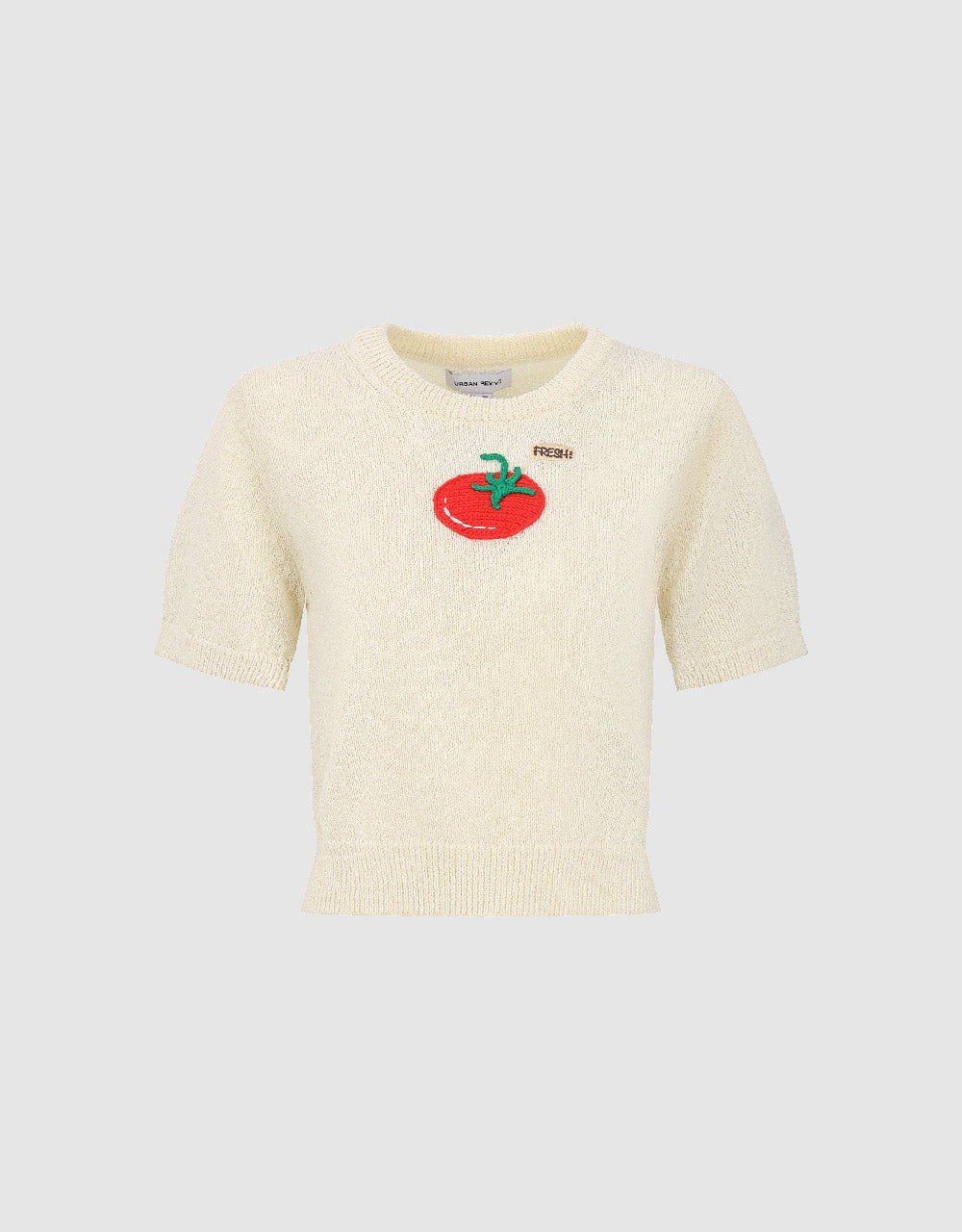 Tomato Embroidered Crew Neck Knitted T-Shirt