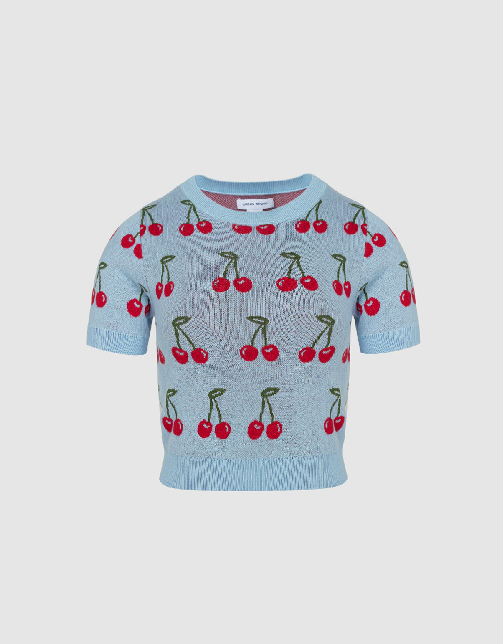 Cherry Crew Neck Knitted T-Shirt