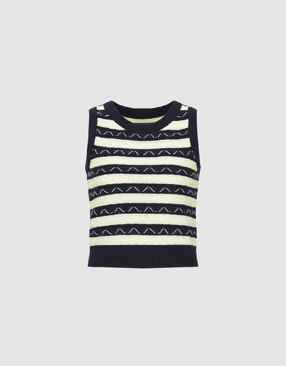 Striped Crew Neck Knitted Tank Top