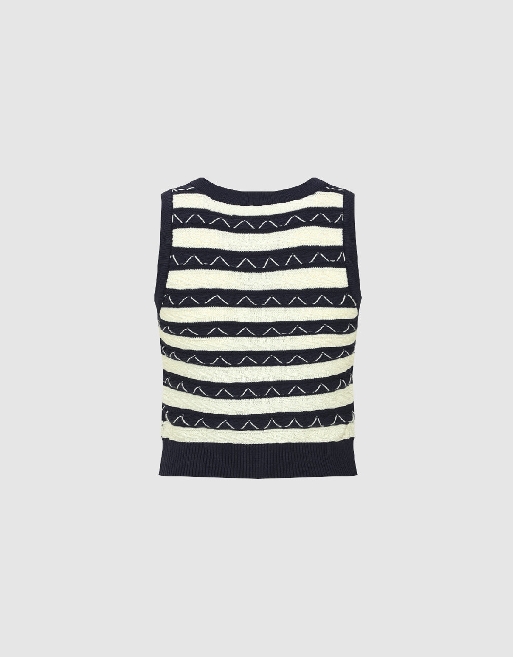 Striped Crew Neck Knitted Tank Top