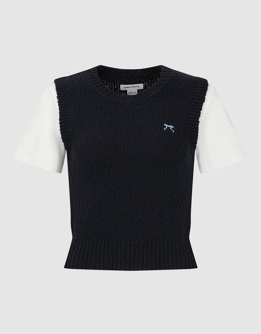 Crew Neck Skinny Knitted T-Shirt