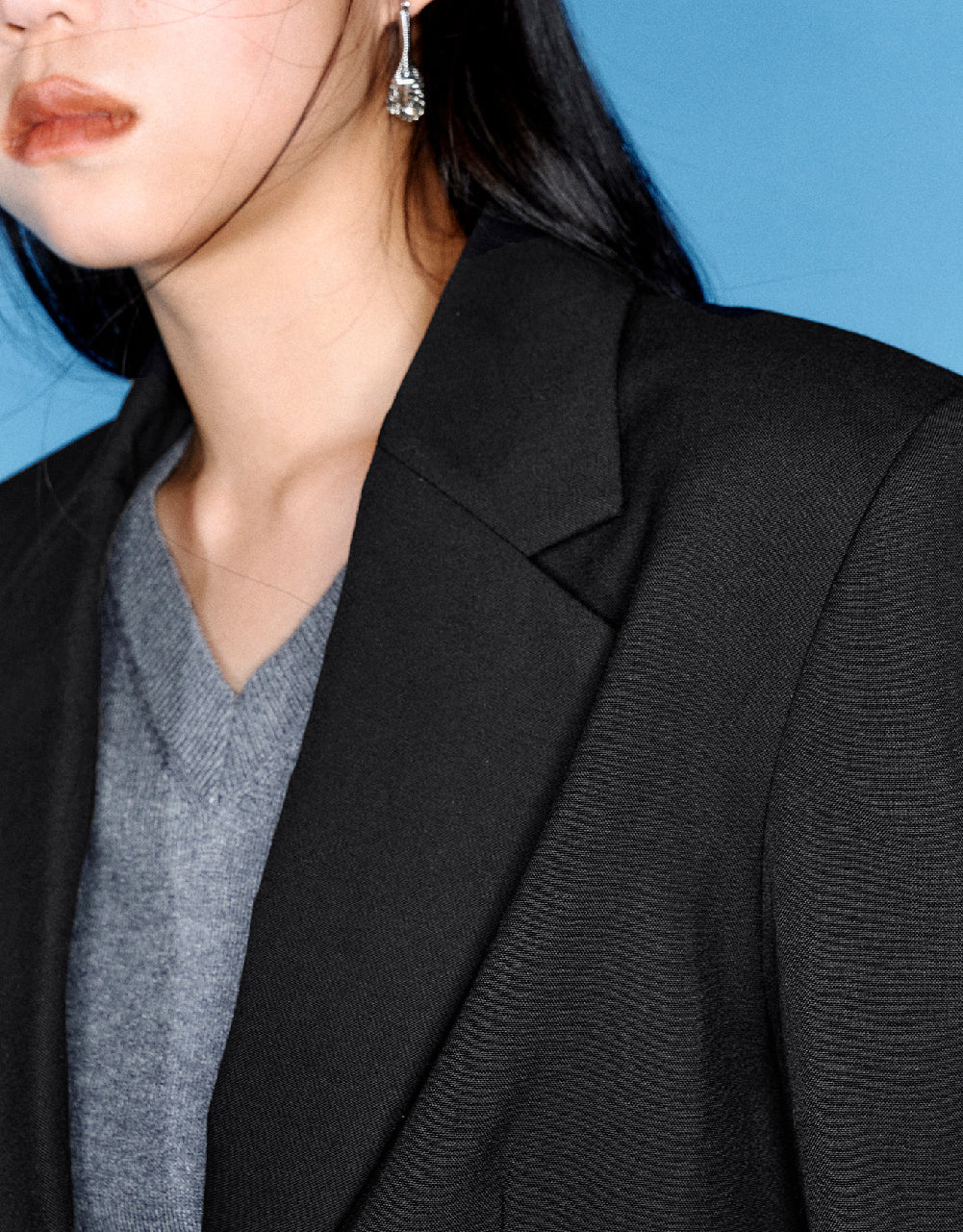 Cropped Notch Lapel Blazer