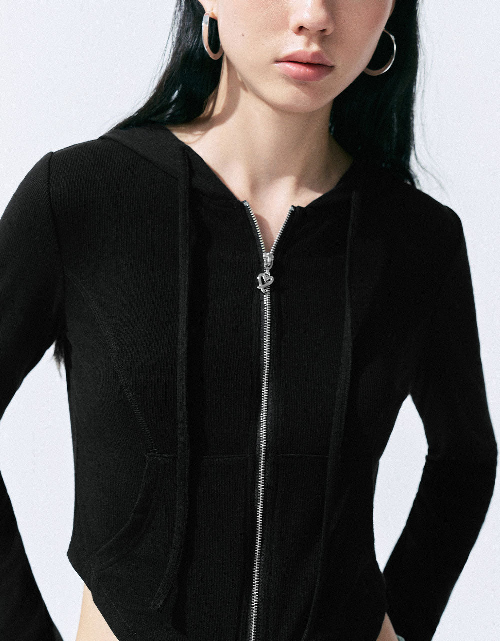 Zipper Front Hooded Jacket