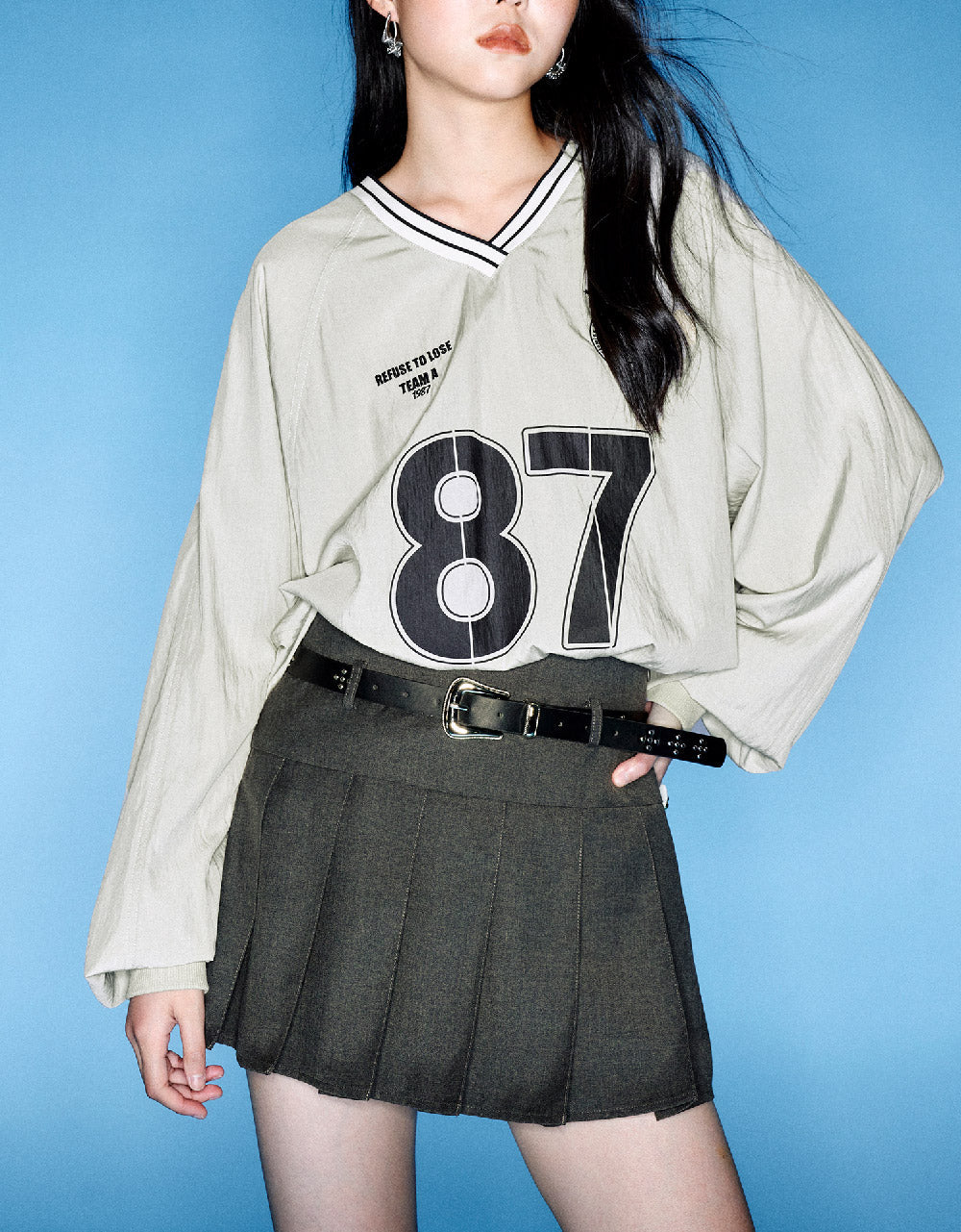 Letter Printed Raglan Sleeve Overhead Shirt