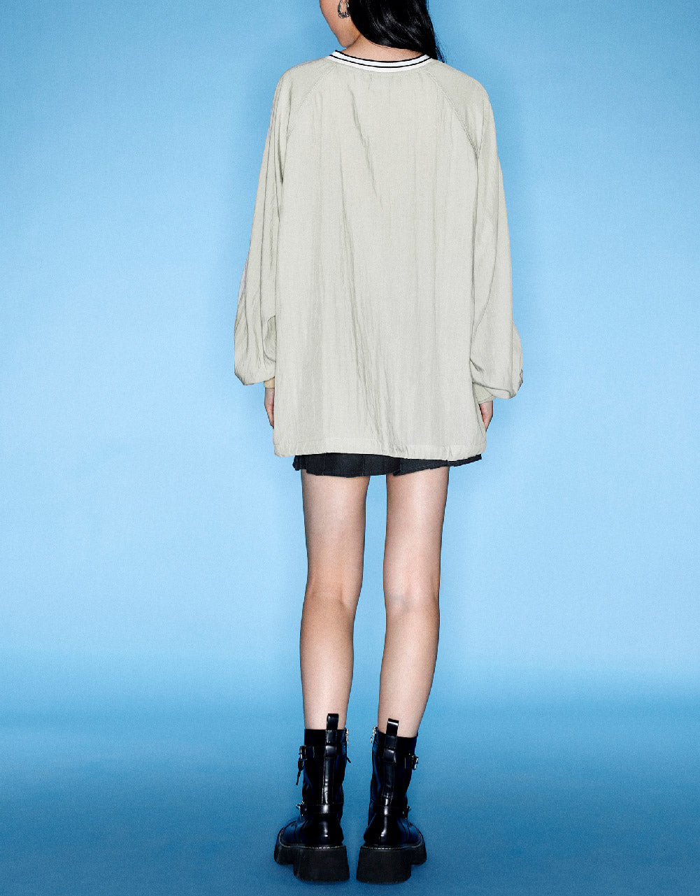 Letter Printed Raglan Sleeve Overhead Shirt