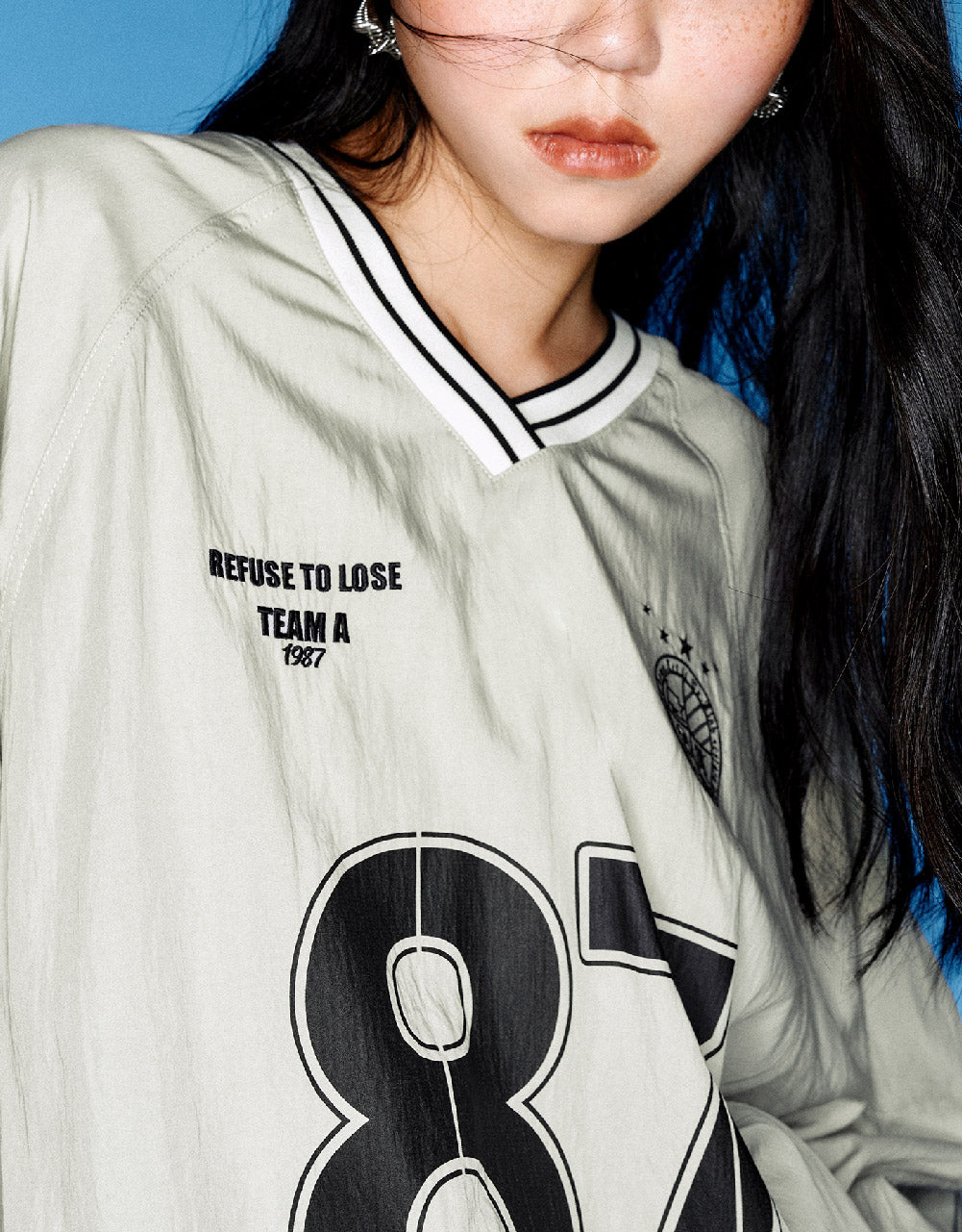 Letter Printed Raglan Sleeve Overhead Shirt