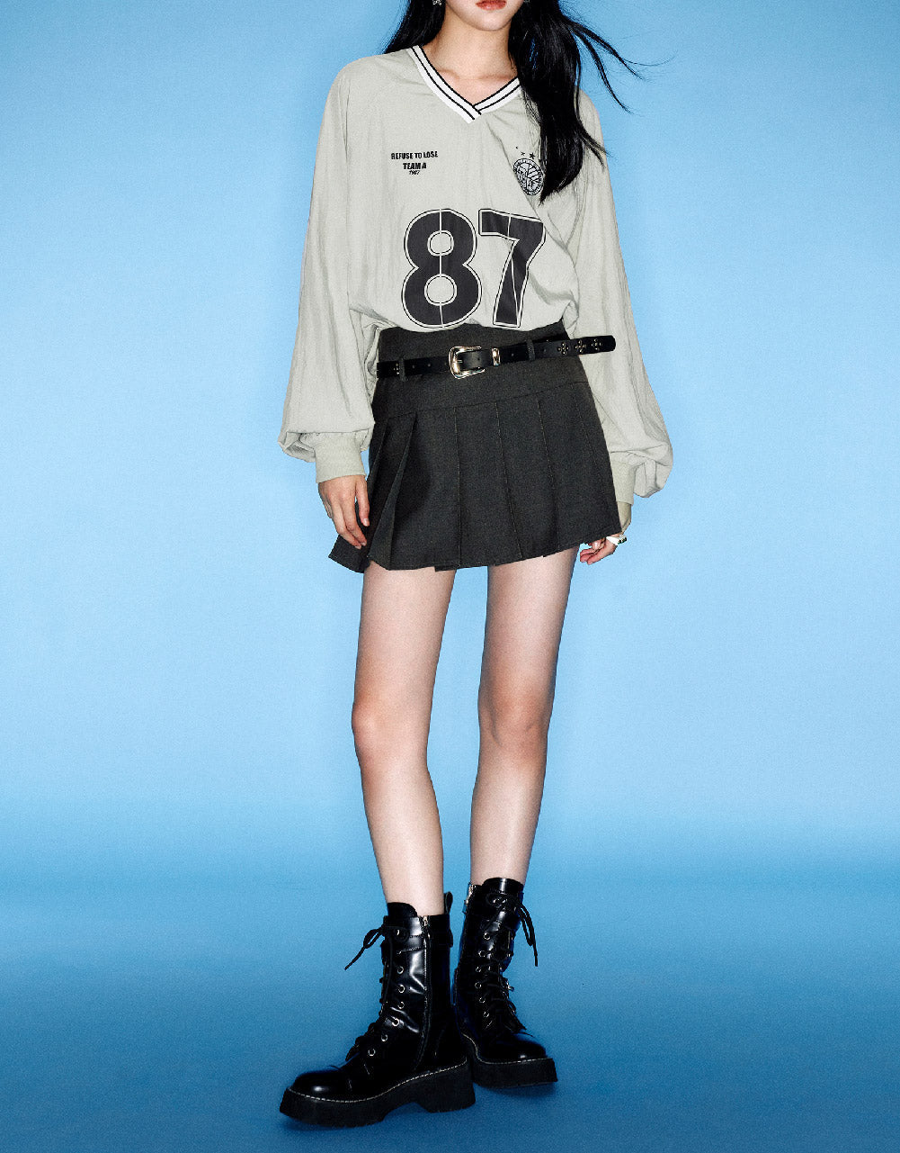 Letter Printed Raglan Sleeve Overhead Shirt