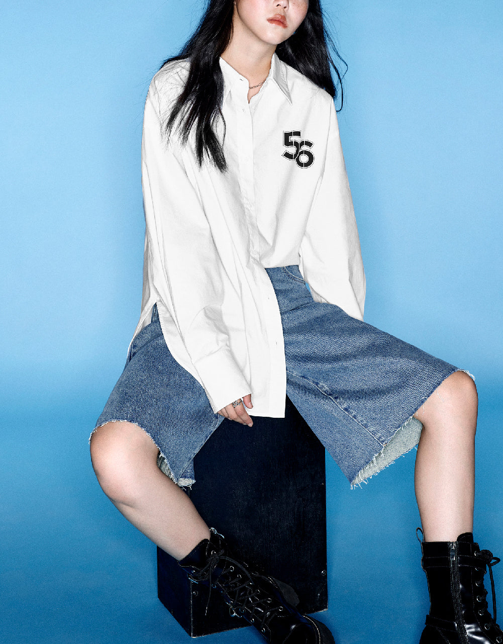 Letter Printed Lapel Shirt