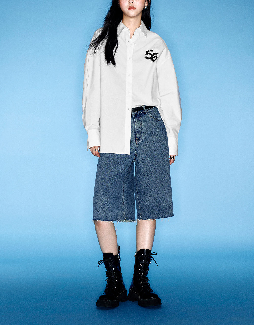 Letter Printed Lapel Shirt