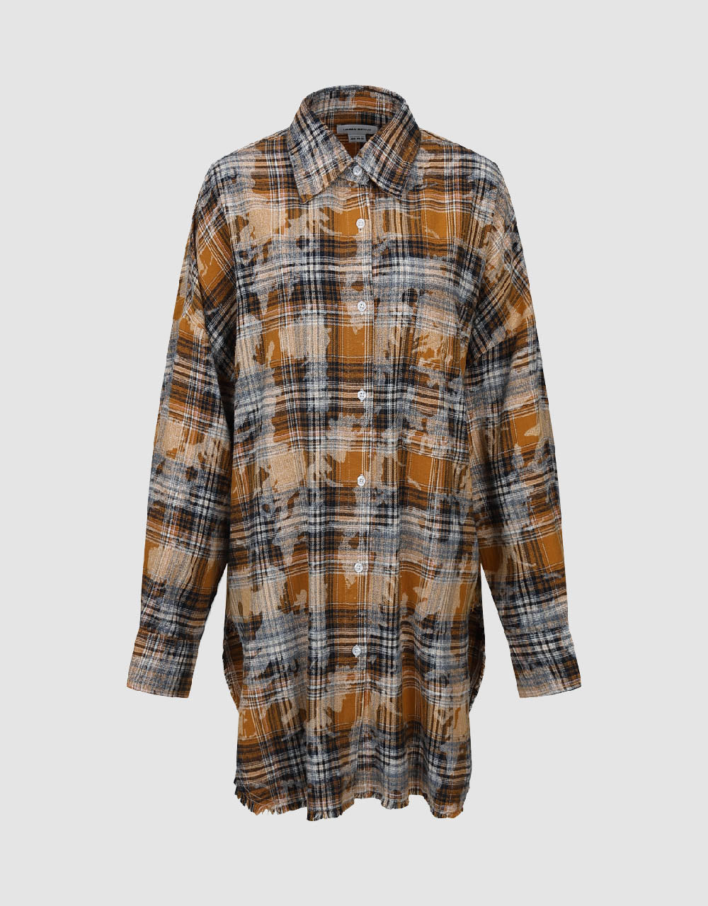 Printed Plaid Button Up Straight Shirt