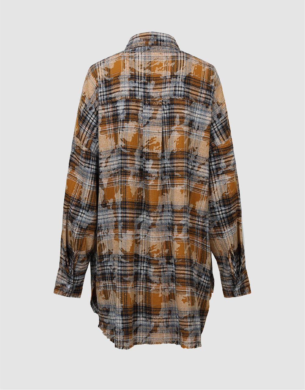 Printed Plaid Button Up Straight Shirt