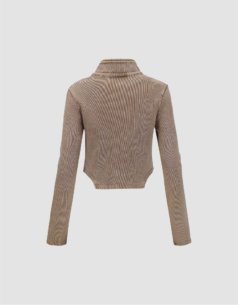 Zipper Front Stand Collar Knitted Shirt