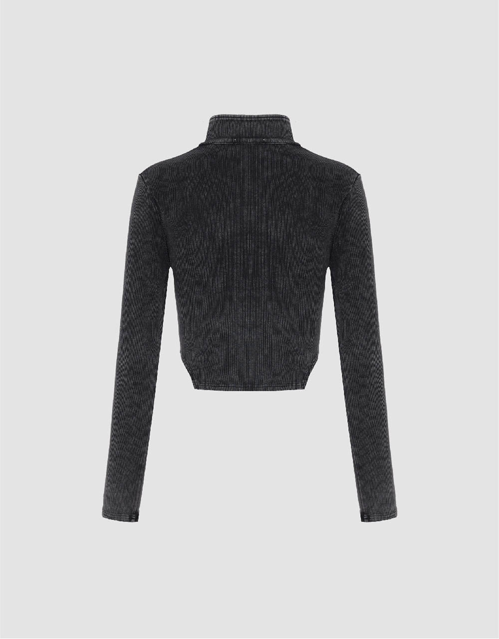 Zipper Front Stand Collar Knitted Shirt