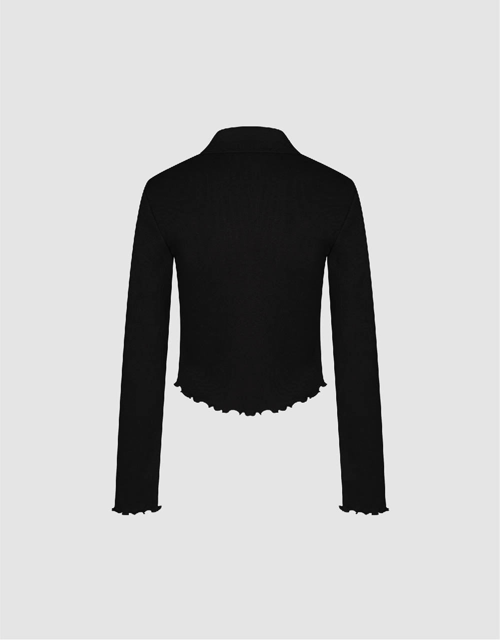 Lettuce Trim Zipper Front Skinny Shirt