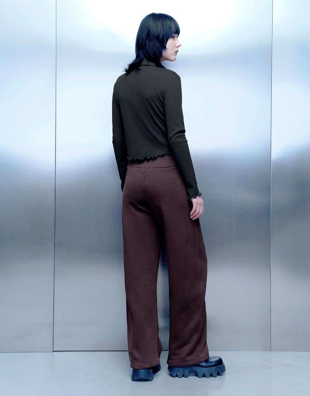 Lettuce Trim Zipper Front Skinny Shirt