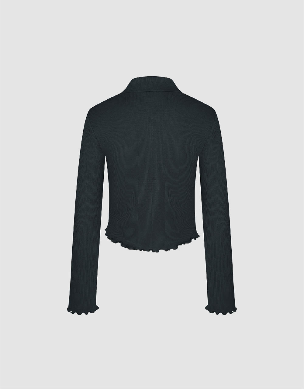 Lettuce Trim Zipper Front Skinny Shirt