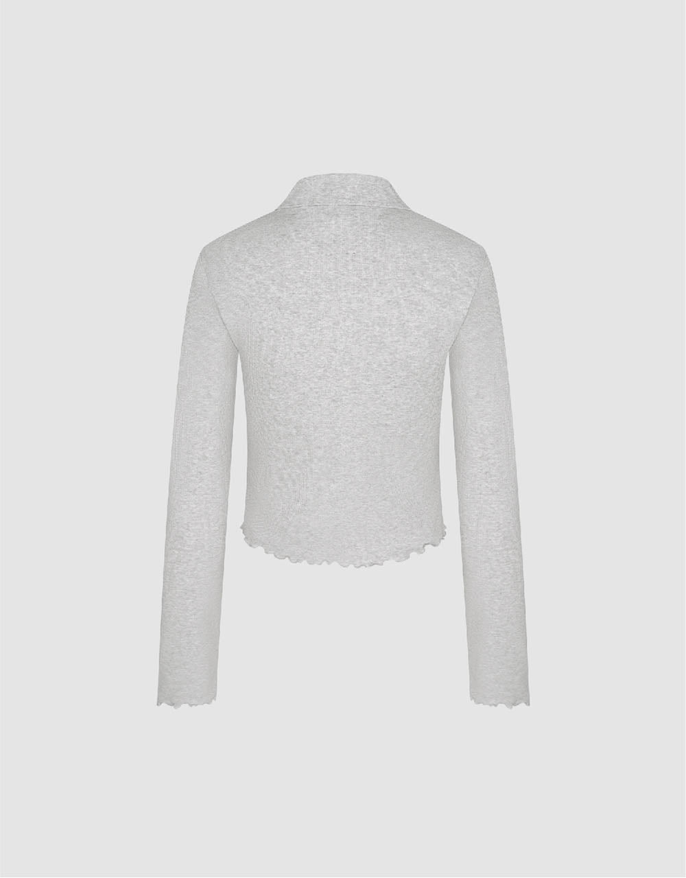 Lettuce Trim Zipper Front Skinny Shirt