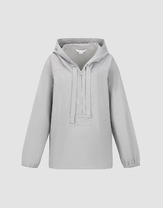 Zip Half Placket Hooded Overhead Shirt