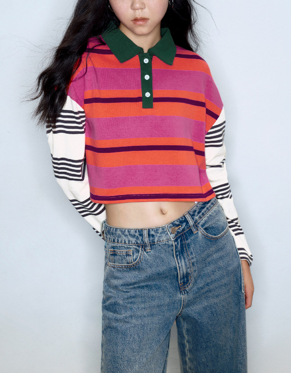 Striped Loose Polo T-Shirt