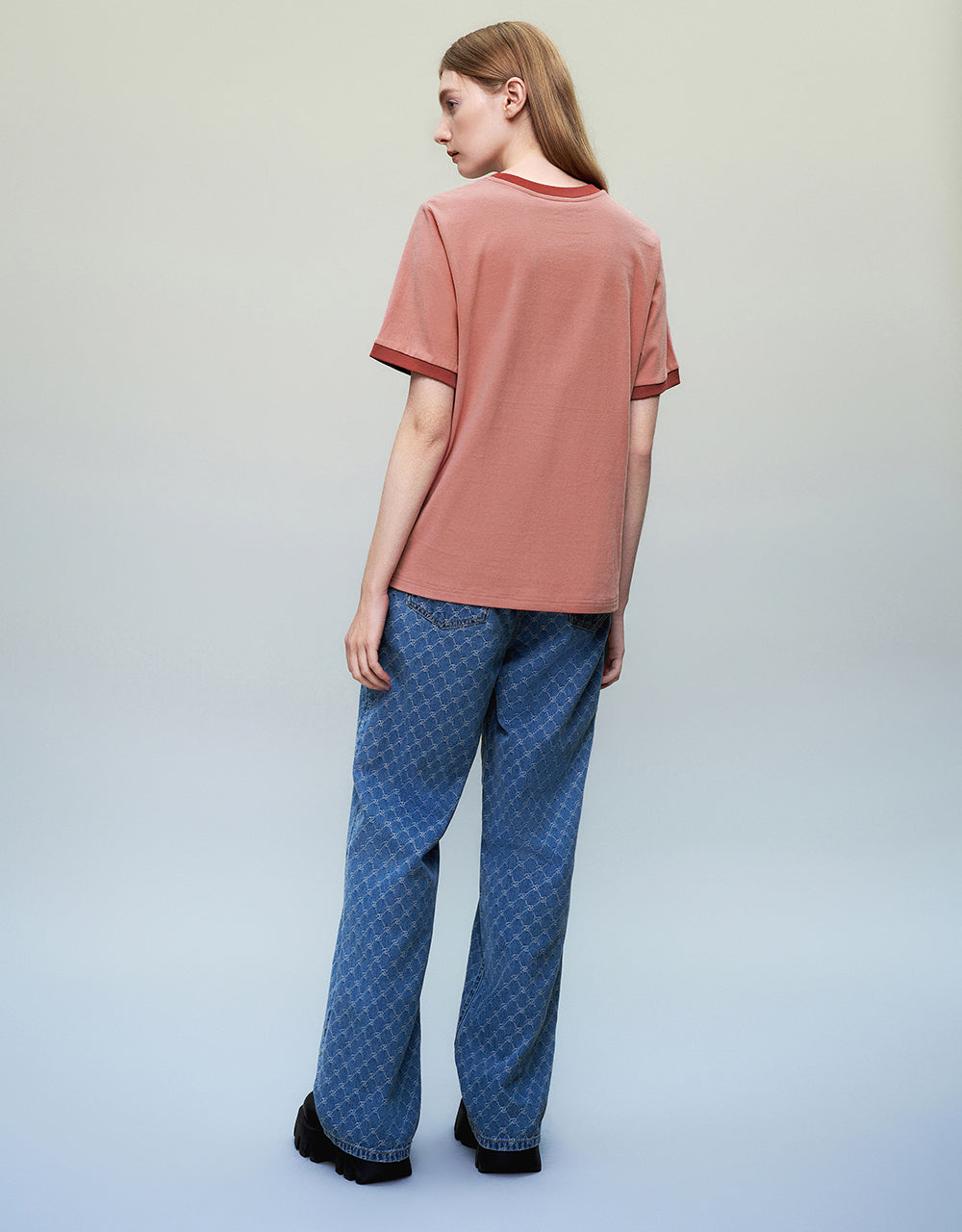 Letter Printed Crew Neck Loose T-Shirt