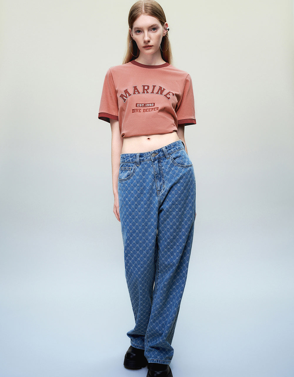 Letter Printed Crew Neck Loose T-Shirt