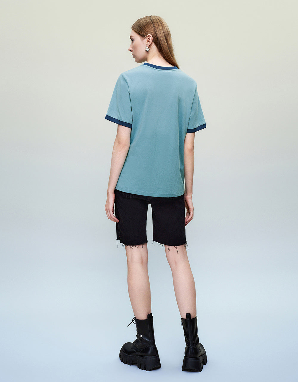 Letter Printed Crew Neck Loose T-Shirt