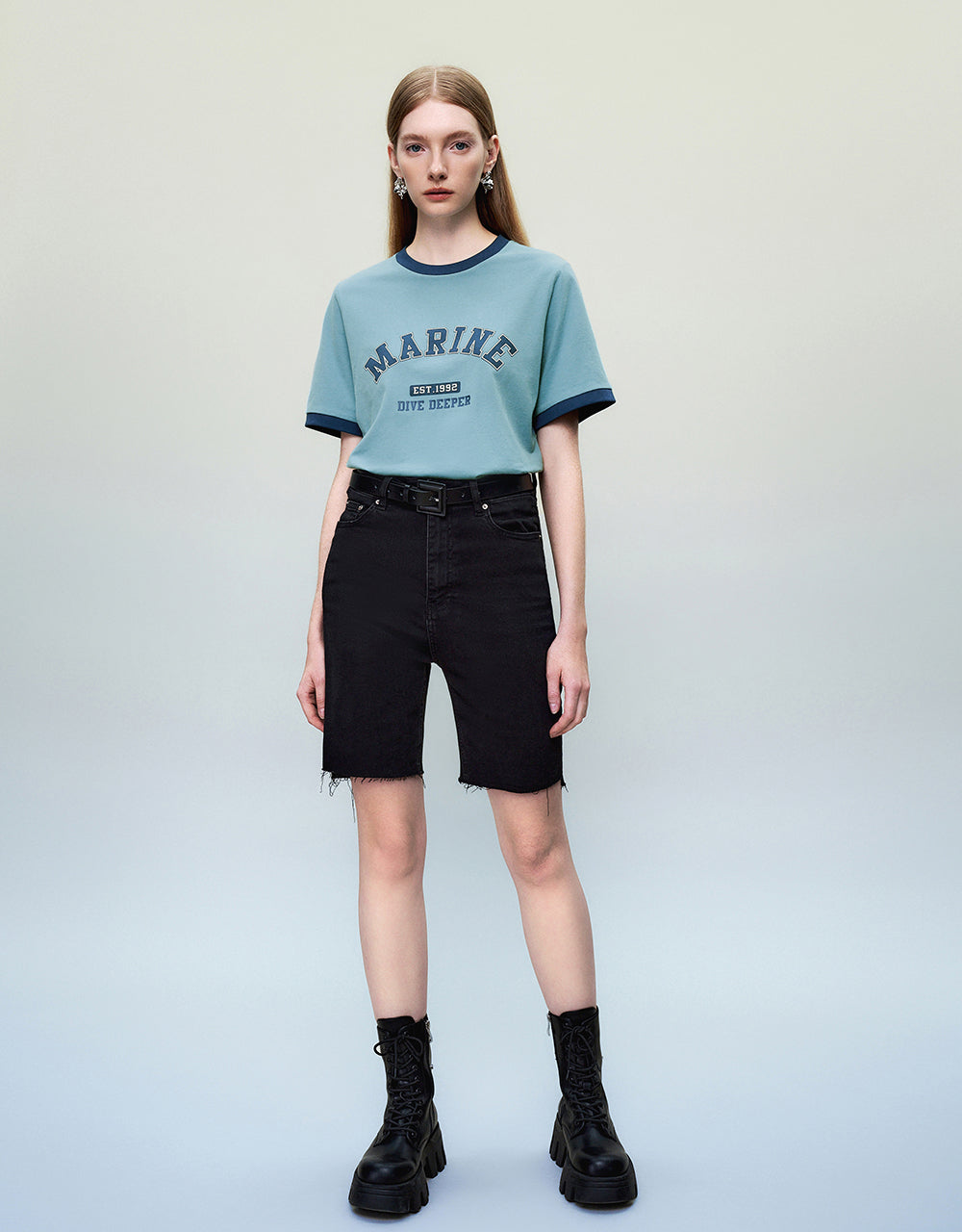 Letter Printed Crew Neck Loose T-Shirt