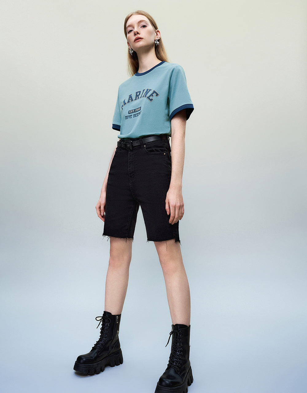 Letter Printed Crew Neck Loose T-Shirt