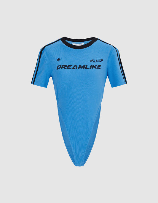 Letter Printed Crew Neck Bodysuit