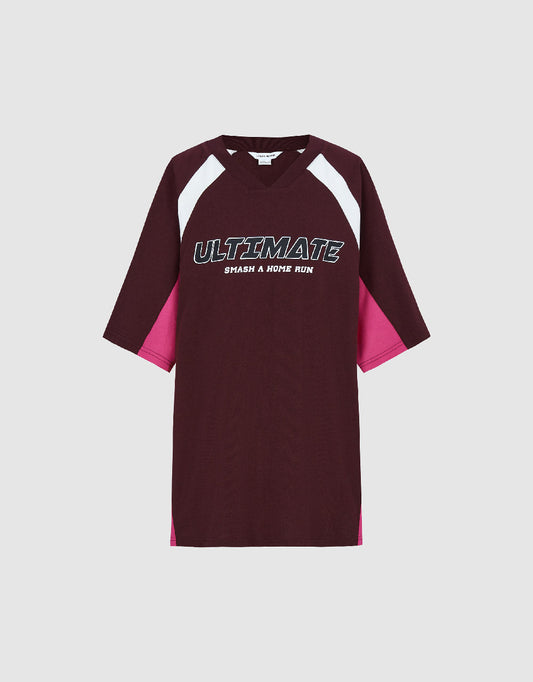 Letter Printed Raglan Sleeve Loose T-Shirt