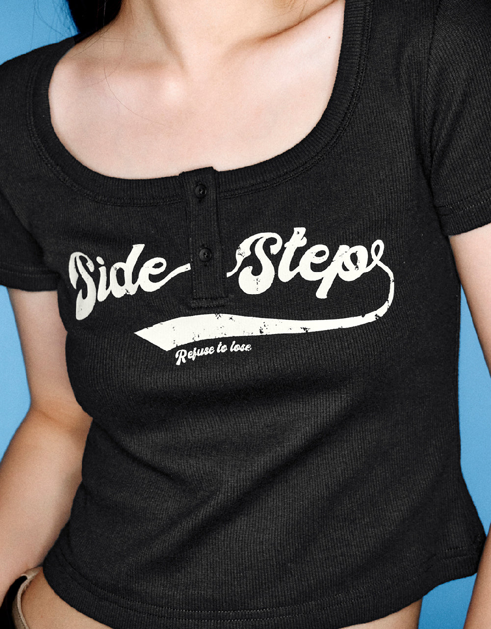 Letter Printed U Neck T-Shirt