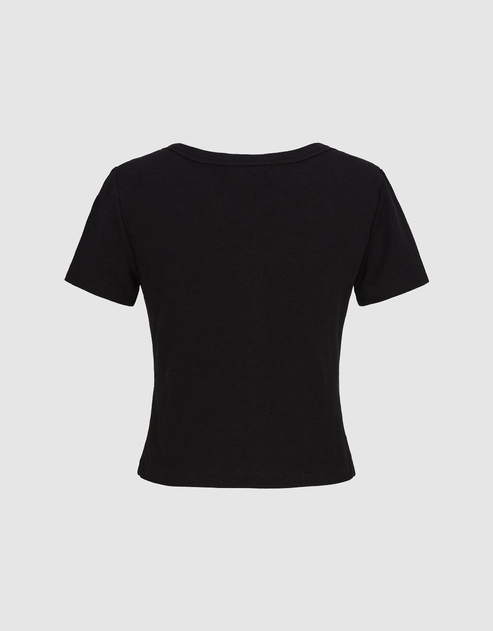 Letter Printed U Neck T-Shirt