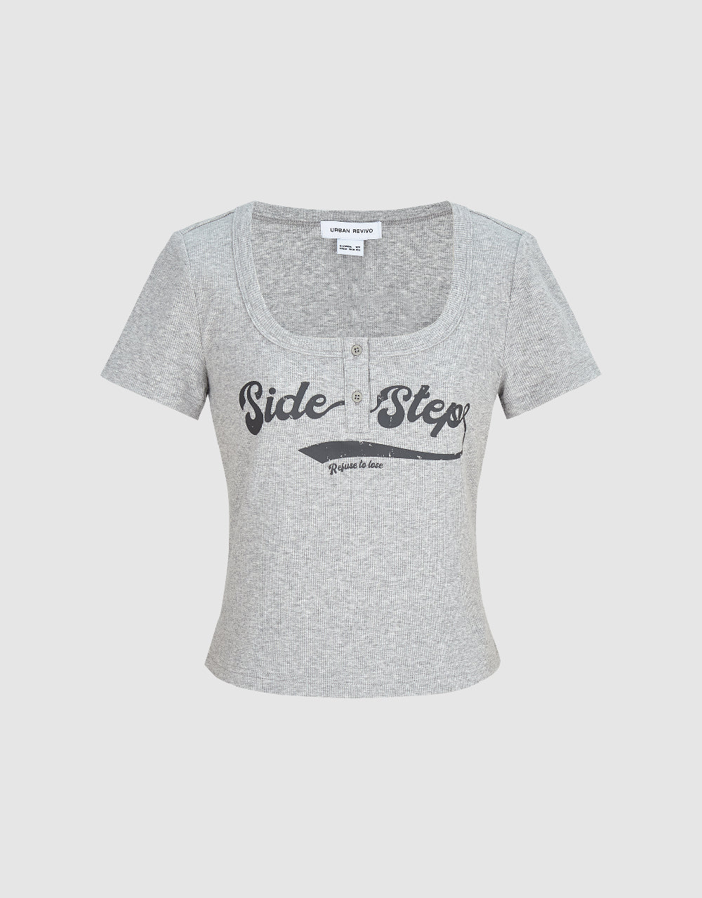 Letter Printed U Neck T-Shirt