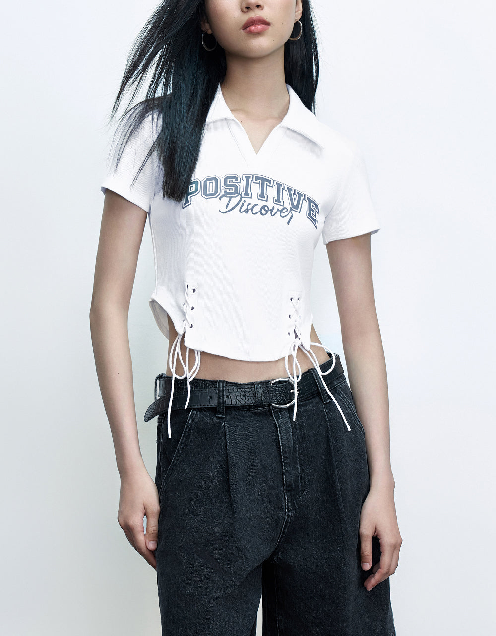 Letter Printed Polo  T-Shirt