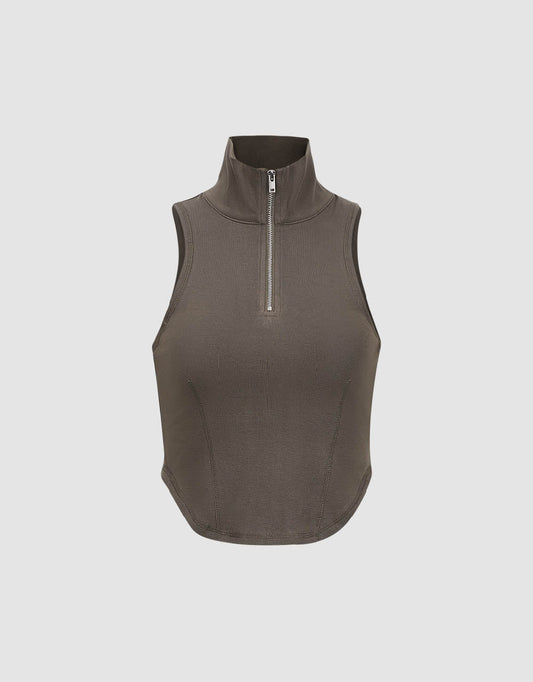 Zip Half Placket Tank Top