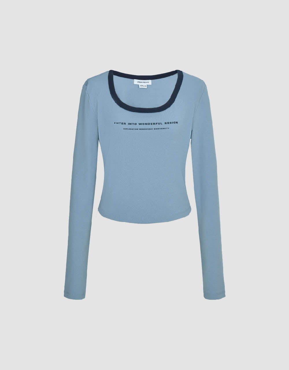 Letter Printed U Neck Knitted T-Shirt