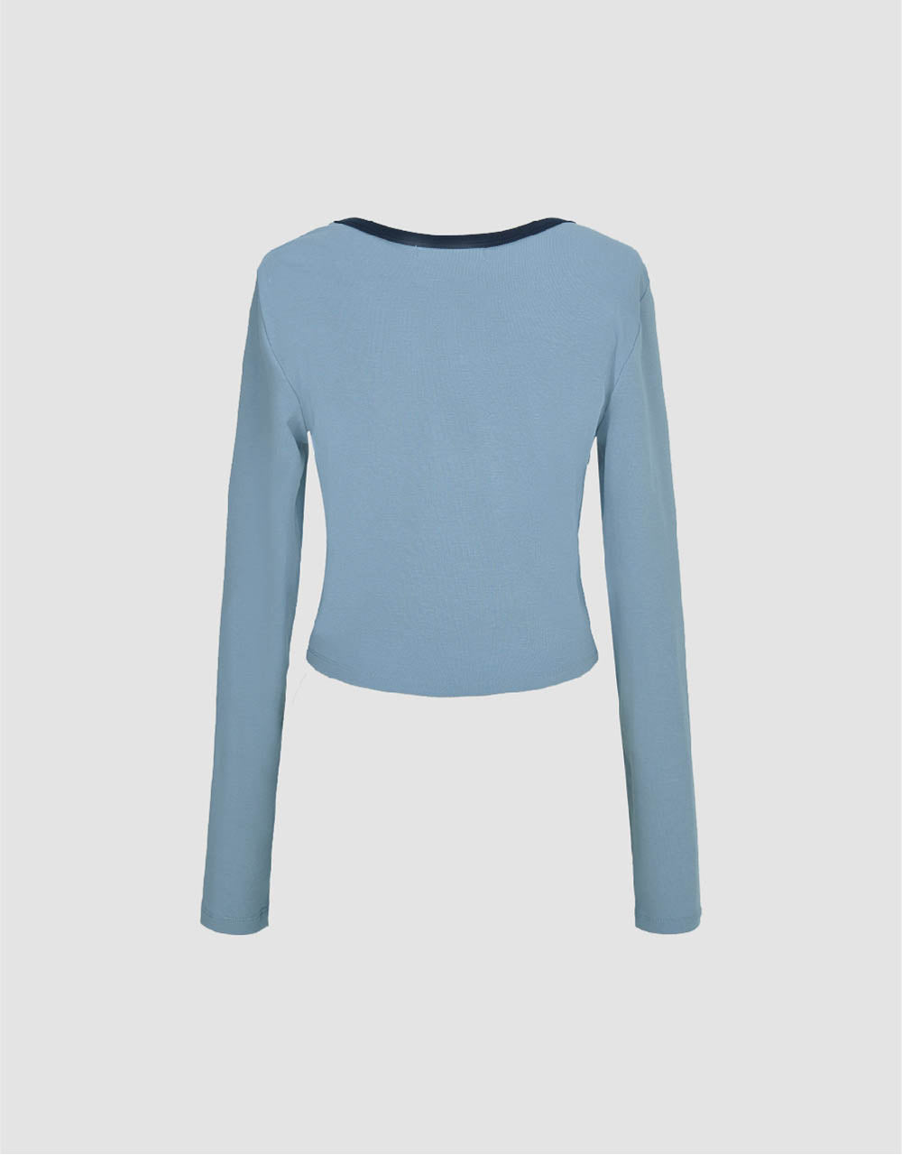 Letter Printed U Neck Knitted T-Shirt