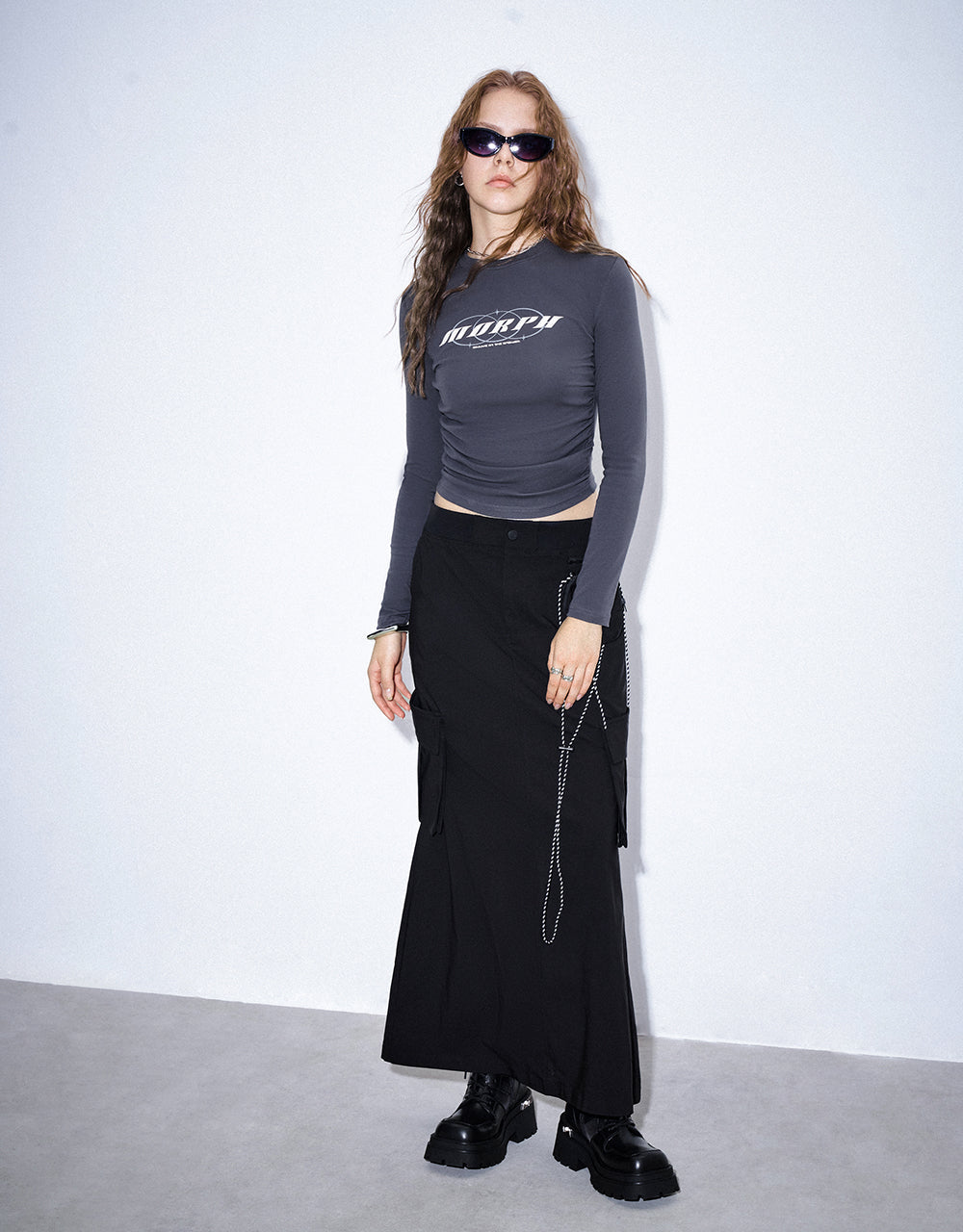 Letter Printed Crew Neck Straight T-Shirt