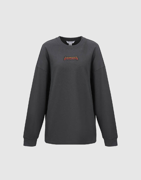 Letter Printed Crew Neck Loose T-Shirt