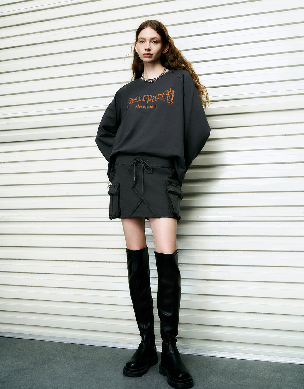 Letter Printed Crew Neck Loose T-Shirt