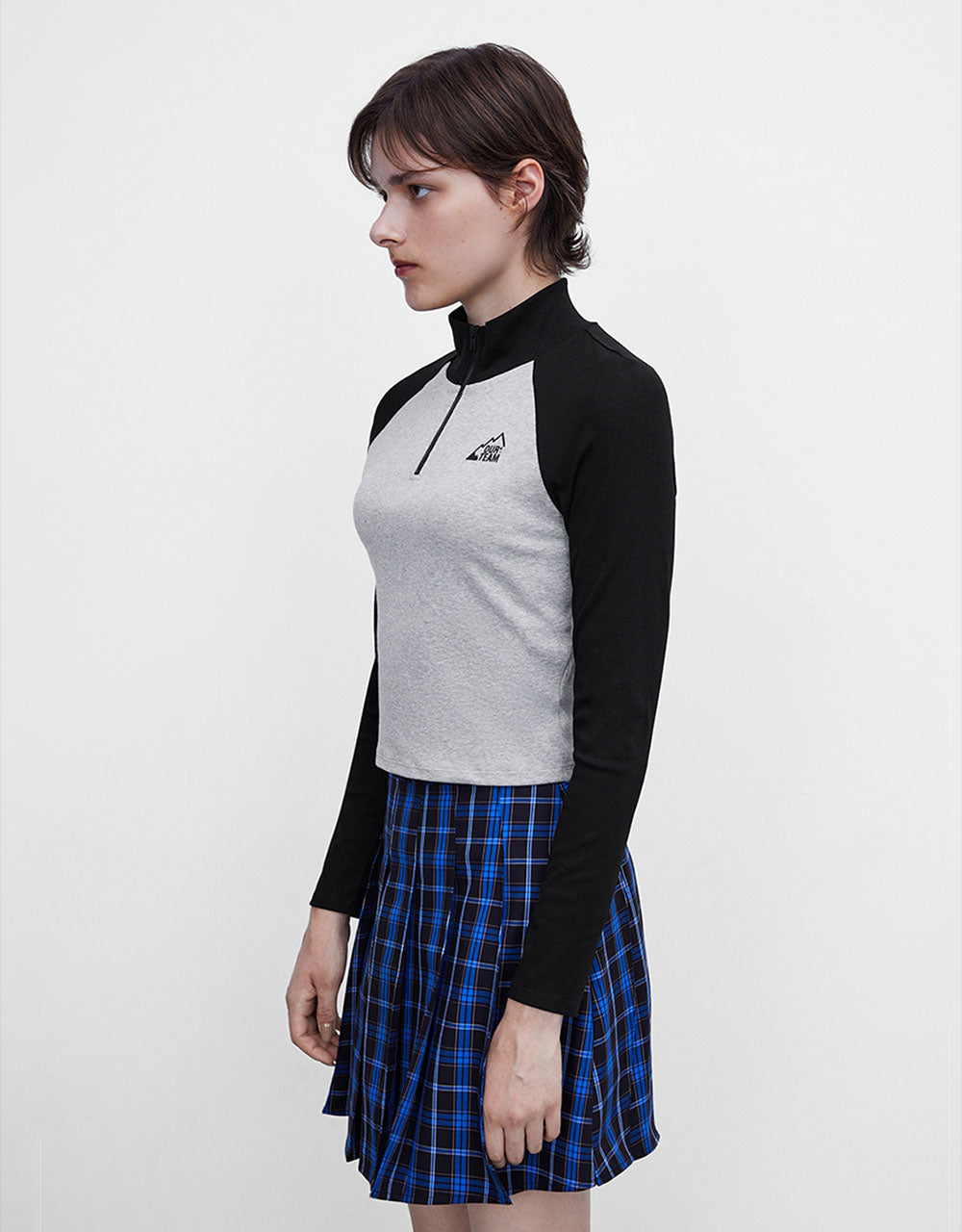 Zip Half Placket Knitted T-Shirt