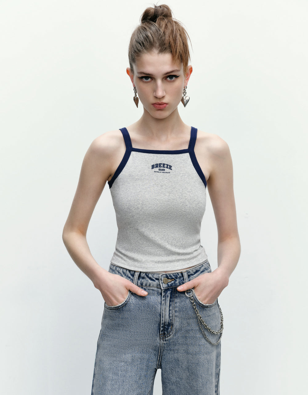 Square-cut Collar Tank Top