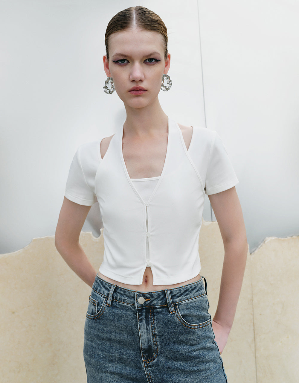 2 In 1 Halter Neck Straight T-Shirt