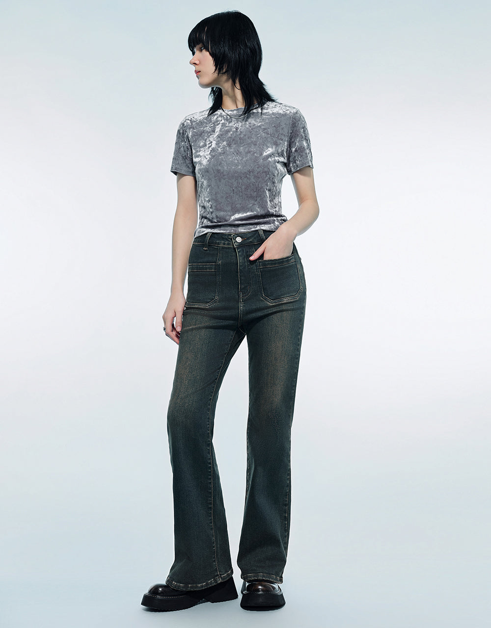 Printed Crew Neck Skinny T-Shirt